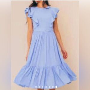 Ivy City Co Clary Bluebell Ruffle Sleeve Maxi Dress - Size Small